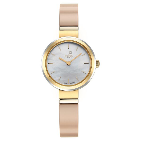 Xylys Quartz Analog Mother of Pearl Round Dial Steel & Ceramic Strap Watch For Women - image number 0