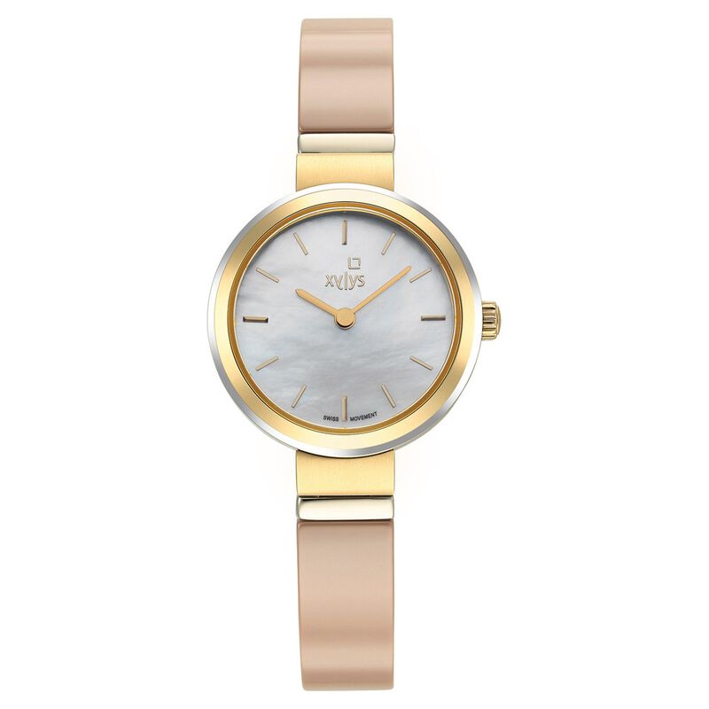 Xylys Quartz Analog Mother of Pearl Round Dial Steel & Ceramic Strap Watch For Women