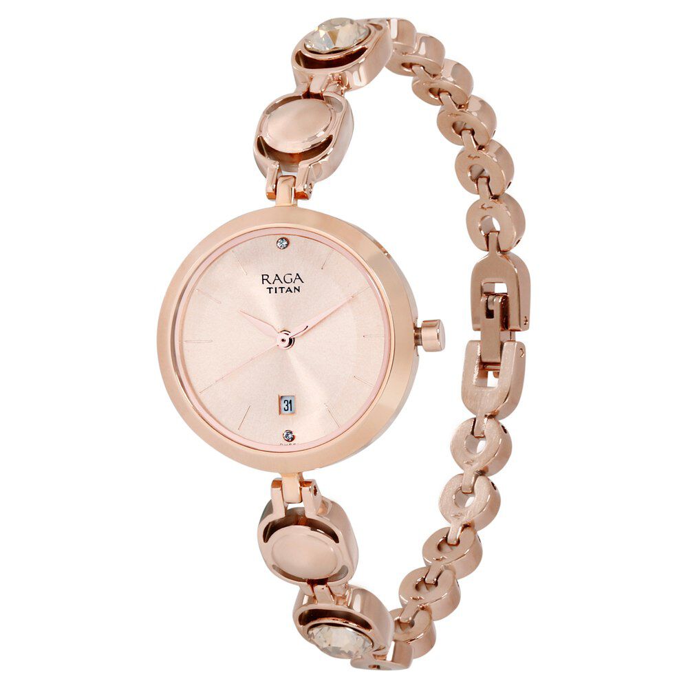 Titan watches women's deals rose gold