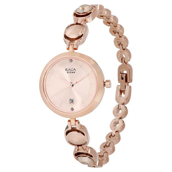 Titan Raga Viva Rose Gold Dial Analog with Date Metal Strap watch for Women - image number 2