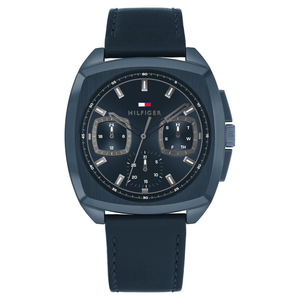 Tommy Hilfiger Quartz Multifunction Blue Dial Blue Leather Strap Watch for Men-picture-35