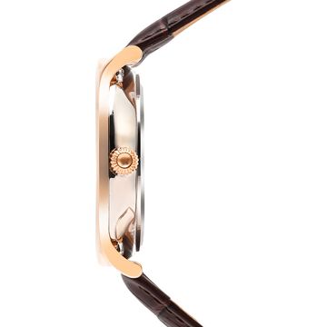 Titan Nebula Abhiyant 18k Pink Gold Hand-Wound Mechanical Analog with Exhibition Caseback Leather Strap Watch for Men