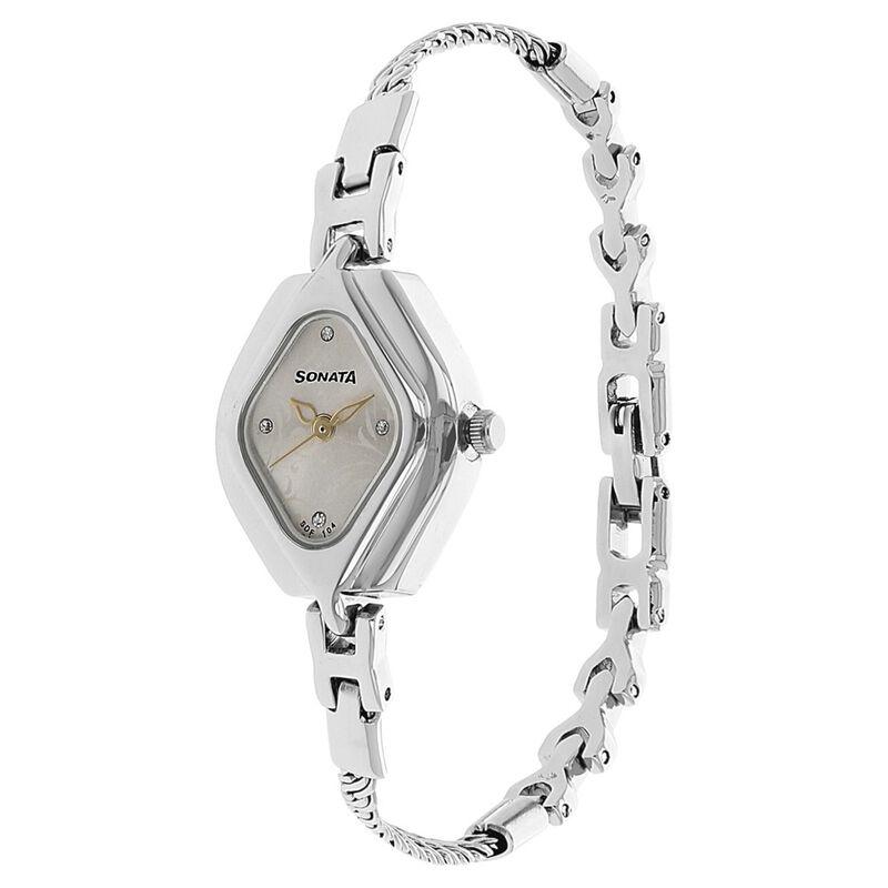Sonata Wedding Peach Dial Women Watch With Metal Strap - image number 1