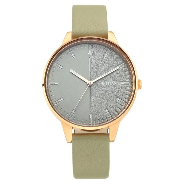 Titan Women's Precision Simplicity Watch: Green Gradient Dial with Leather Strap - image number 0