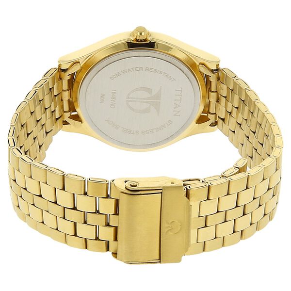 Titan Quartz Analog Champagne Dial Stainless Steel Strap Watch for Men - image number 3