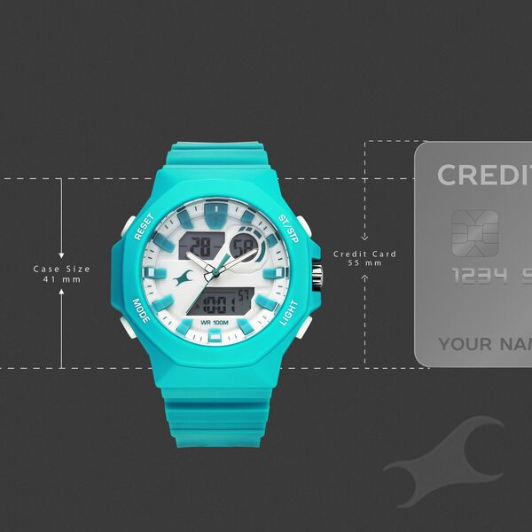 Buy Online Fastrack Streetstyle Quartz Digital Silver Dial Teal PU ...