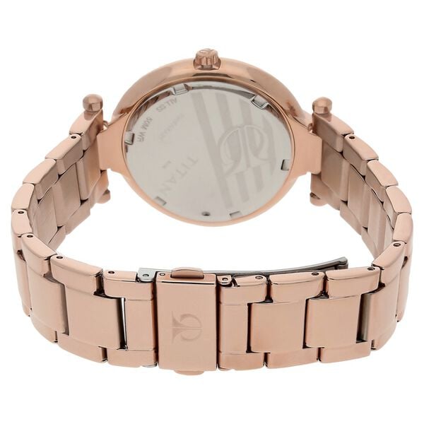 Titan Quartz Multifunction Red Dial Stainless Steel Strap Watch for Women - image number 3