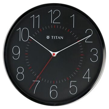 Titan Metallic Black Wall Clock with Slim Hands - 30 cm x 30 cm (Medium)