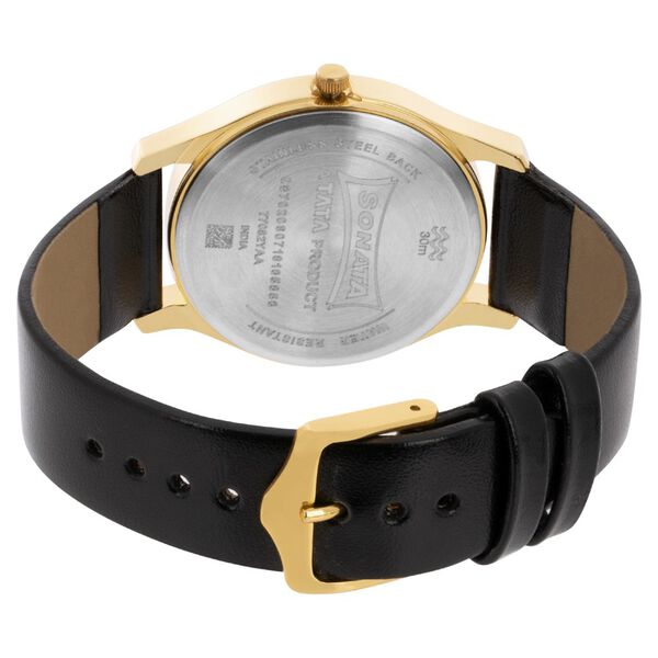 Sonata Quartz Analog White Dial Leather Strap Watch for Men - image number 4