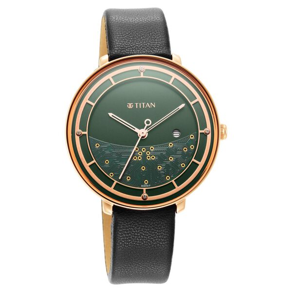 Titan Engineer Exclisives Green Dial Analog with Date Leather Strap Watch for Women - image number 0