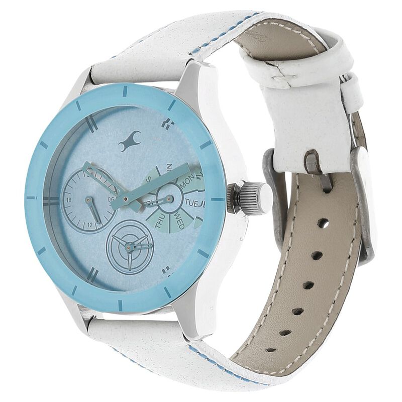 Fastrack Monochrome Quartz Multifunction Blue Dial Leather Strap Watch for Girls - image number 1