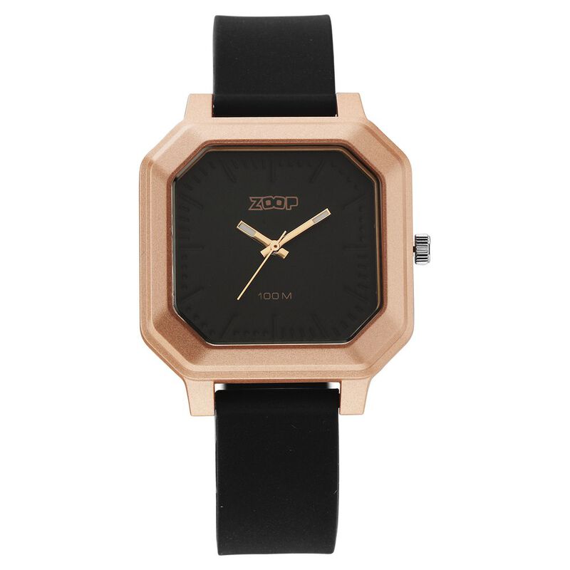Zoop Fashion Quartz Analog Kida Watch With Black Dial Black Silicone Strap