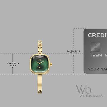 Vyb Aurora By Fastrack Quartz Analog Green Dial Golden Metal Strap Watch For Girls