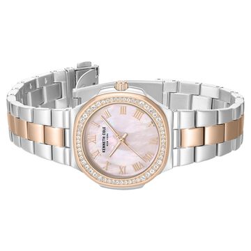 Kenneth Cole Quartz Analog Pink Mother of Pearl Dial Two Toned Stainless Steel Strap Watch For Women