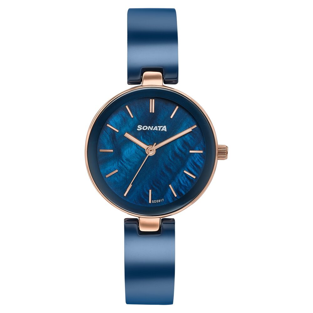 Sonata Festive Quartz Analog Blue Dial Two Toned Ceramic & Metal Strap Watch For Women-image-40