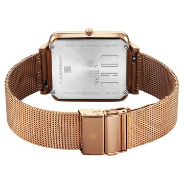Titan Edge Quad Quartz Analog White Dial With Rose Gold Stainless Steel Strap Watch For Men