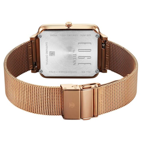 Titan Edge Quad Quartz Analog White Dial With Rose Gold Stainless Steel Strap Watch For Men - image number 4