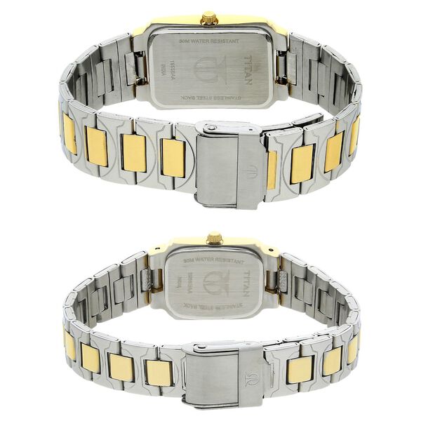 Titan Quartz Analog with Date White Dial Stainless Steel Strap Watch for Couple - image number 3