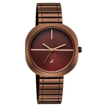 Fastrack 9 to Fine Analog with Brown Dial Metal Strap Watch for Girls