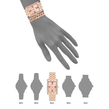 Anne Klein Quartz Analog Rose Gold Dial Rose Gold Metal Strap Rectangular Shaped Watch For Women