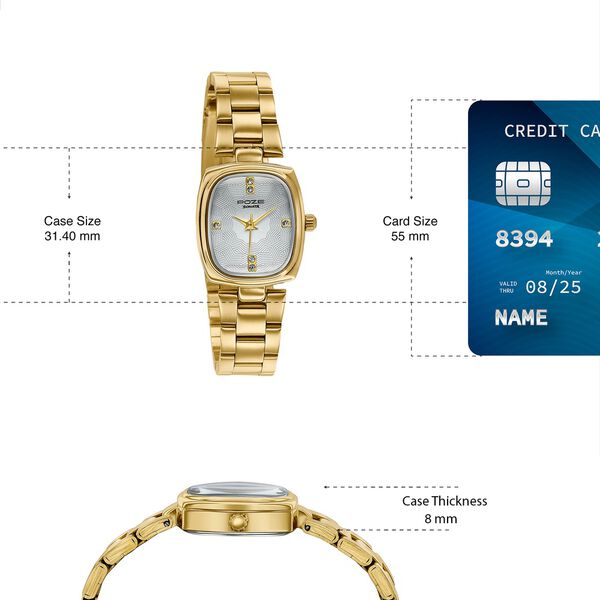 Poze By Sonata Quartz Analog White Dial Golden Stainless Steel Strap Watch For Women - image number 3