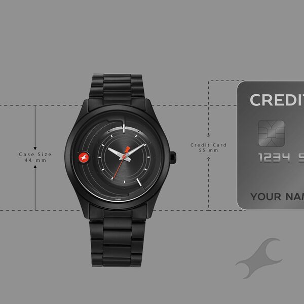 Fastrack Groove Quartz Analog Black Dial Black Stainless Steel Strap Watch For Guys - image number 3