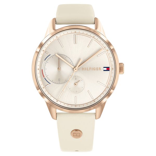 Tommy Hilfiger Quartz Analog Beige Dial Leather Strap Watch for Women - image number 0