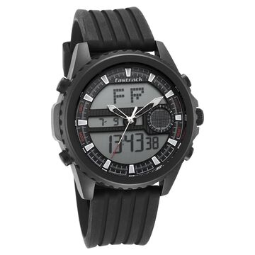 Fastrack Streetwear Quartz Analog Digital Black Dial PU Strap Watch for Guys