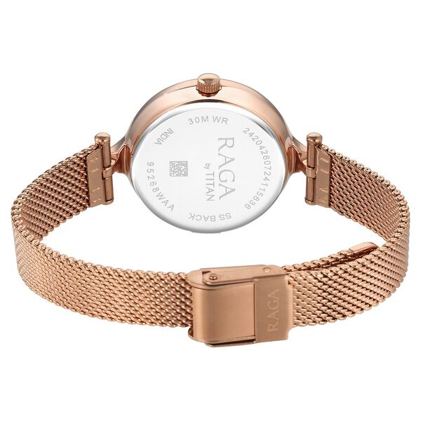 Titan Raga Showstopper Quartz Analog Rose Gold Dial Metal Strap Watch For Women - image number 4