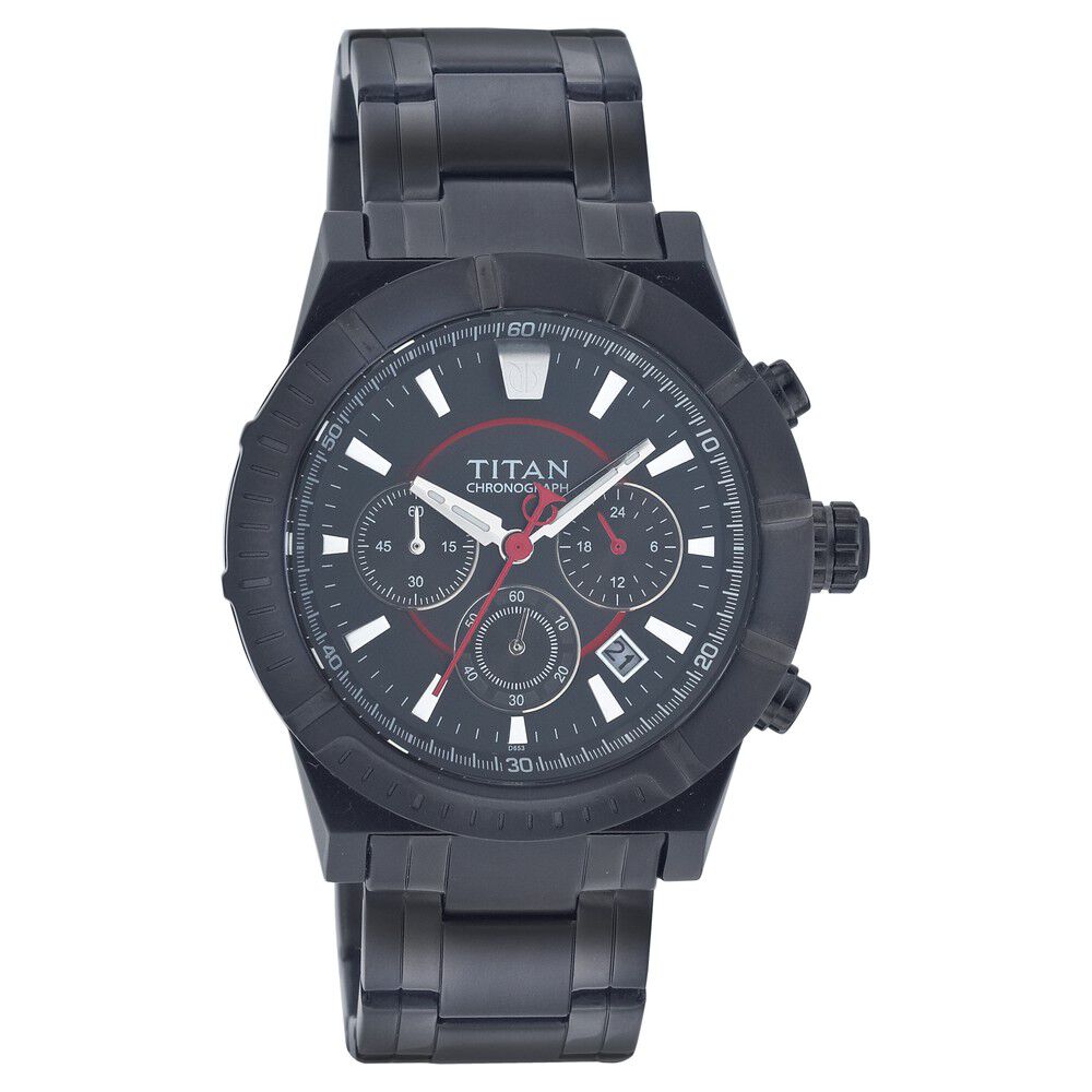 Buy Online Titan Quartz Chronograph Black Dial Watch for Men nc9351nm02 Titan