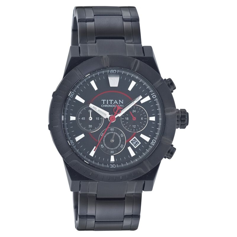 Titan Quartz Chronograph Black Dial Watch for Men