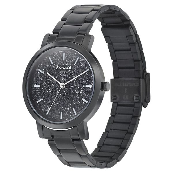 Sonata Onyx Black Dial Women Watch With Stainless Steel Strap - image number 1