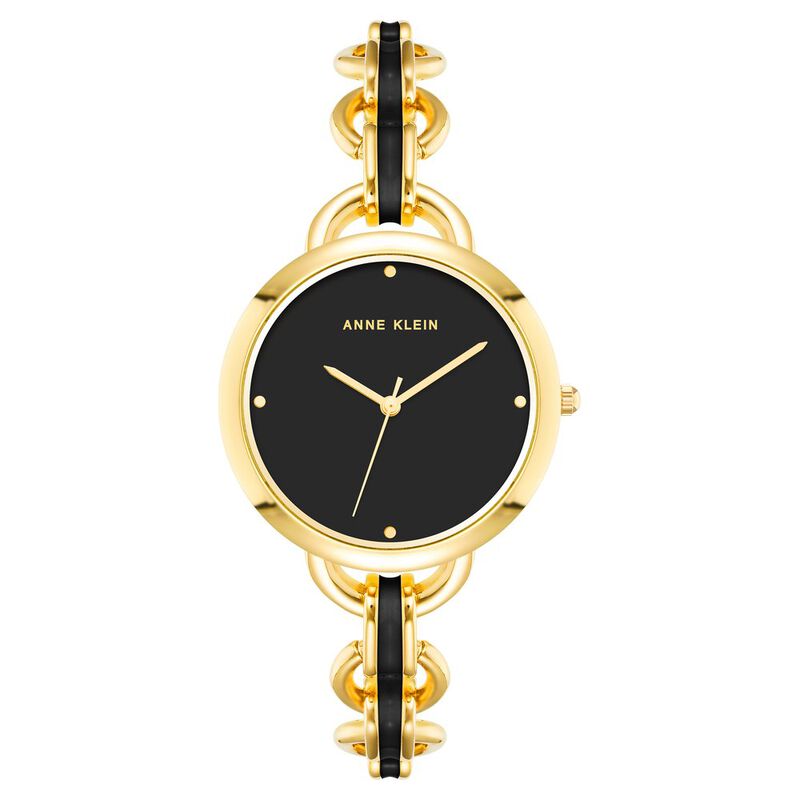 Anne Klein Quartz Analog Black Dial Black Metal Strap Watch For Women