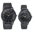 Sonata Modern Bandhan Quartz Analog Black Dial Black Stainless Steel Strap Watch For Couple - image number 1