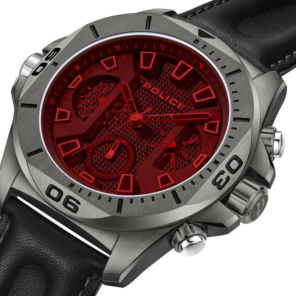 Police Quartz Multifunction Black Leather Strap for Men - image number 3