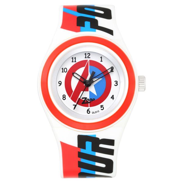 Zoop Marvel Avengers Analog Watch with Red Dial & White Strap for Boys Kids, from House of Titan - image number 1