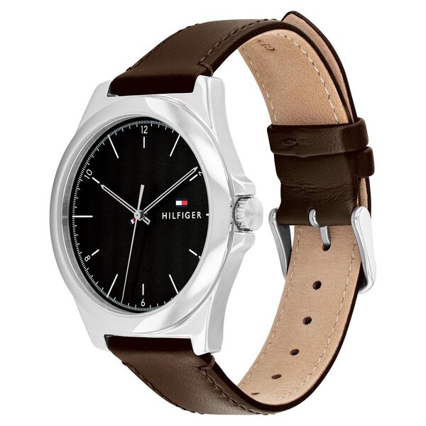 Tommy Hilfiger Quartz Analog Black Leather Strap for Men - image number 1