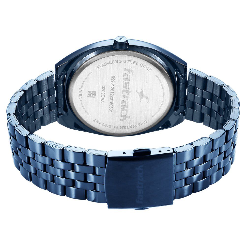 Buy Online Fastrack Snob X Blue Dial Metal Strap Watch for Guys
