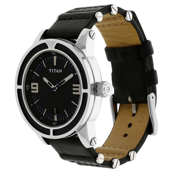 Titan Quartz Analog with Date Black Dial Metal Strap Watch for Men - image number 1