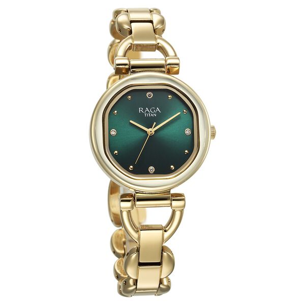 Titan Raga Showstopper Quartz Analog Green Dial Metal Strap Watch For Women - image number 1