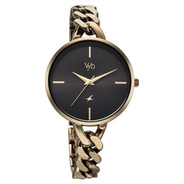 Vyb Spotlight By Fastrack Quartz Analog Black Dial Metal Strap Watch For Girls