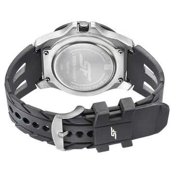 SF Quartz Analog Black Dial PU Strap Watch for Men