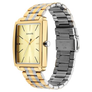 Sonata Utsav Quartz Analog Champagne Dial Watch for Men