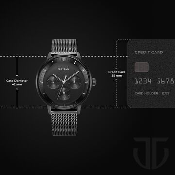 Titan Modern Classics Black Dial Quartz Multifunction Stainless Steel Strap watch for Men