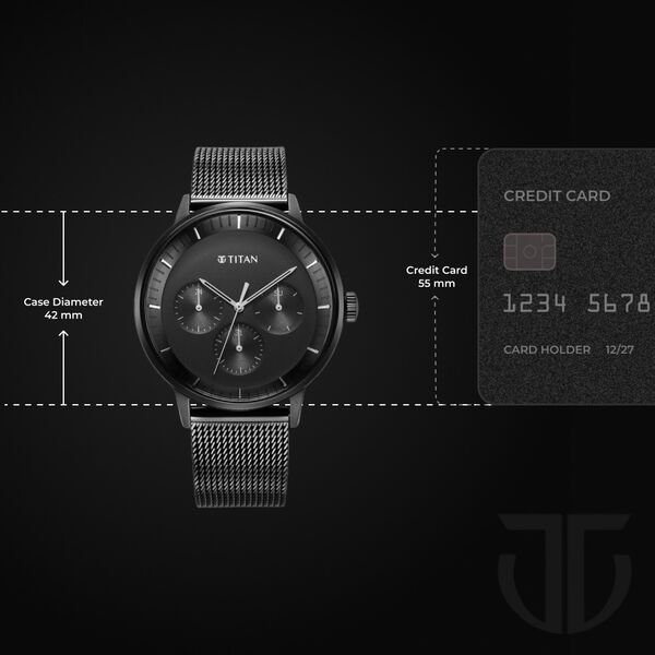 Titan Modern Classics Black Dial Quartz Multifunction Stainless Steel Strap watch for Men - image number 2