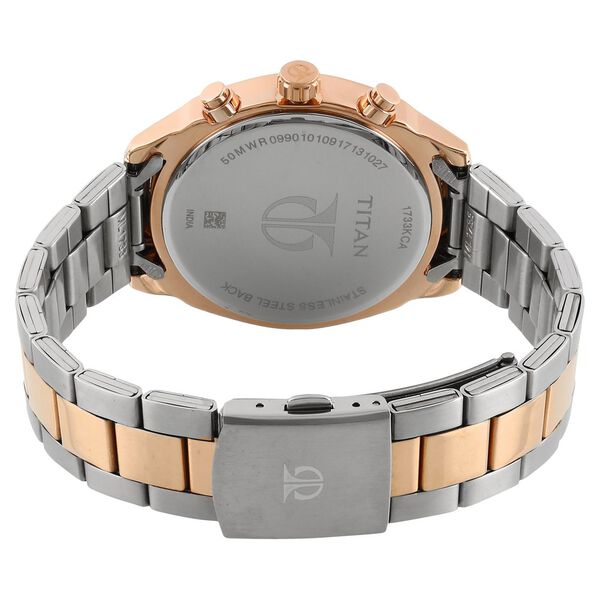 Titan Men's Metropolitan Luxe: Multifunction Black Dial with Two-Tone Stainless Steel Bracelet Watch - image number 3