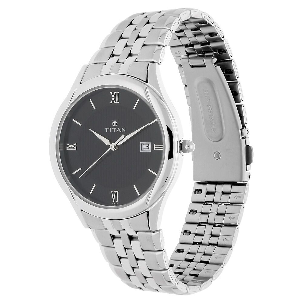 Buy Online Titan Quartz Analog with Date Black Dial Stainless