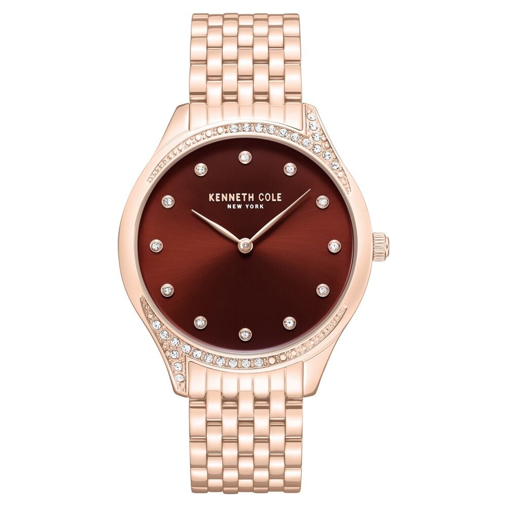 Kenneth Cole Quartz Analog Maroon Dial Rose Gold Colour Stainless Steel Strap Watch For Women-image-39