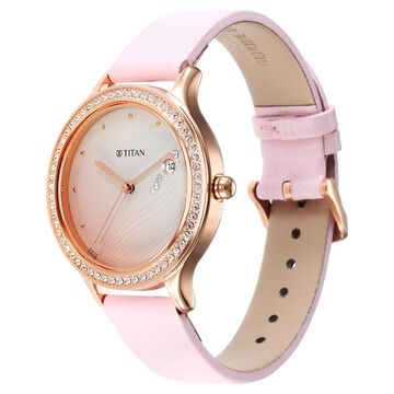 Titan Purple Glam It Up Pink Dial Analog with Date Strap Watch for Women