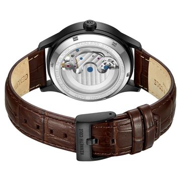 Kenneth Cole Automatic Black Dial With Tan Leather Strap Watch For Men